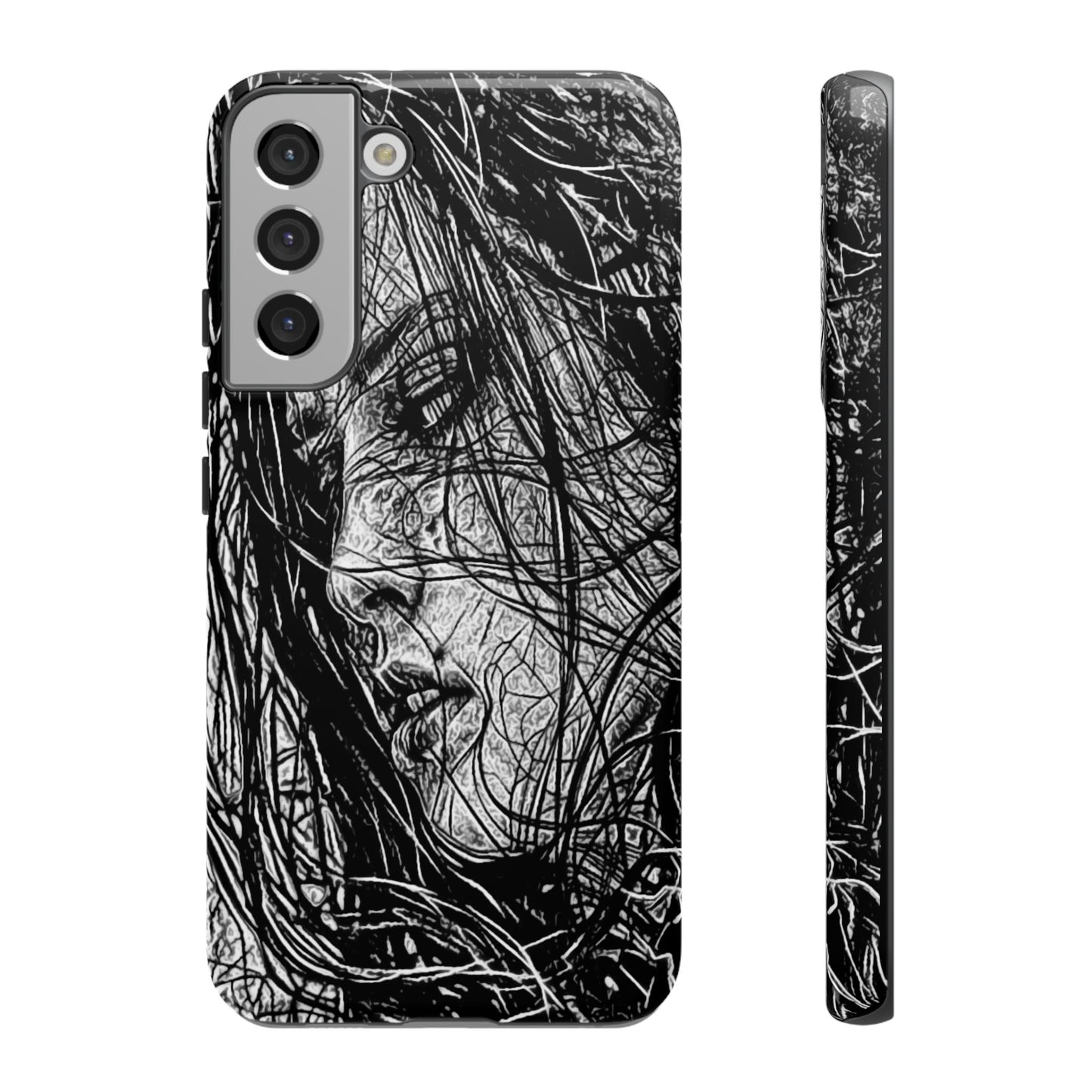 Long Haired Goth Girl Tough Phone Case