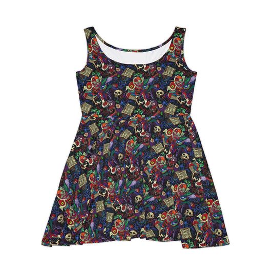 Jagged Ink Fever Skater Dress