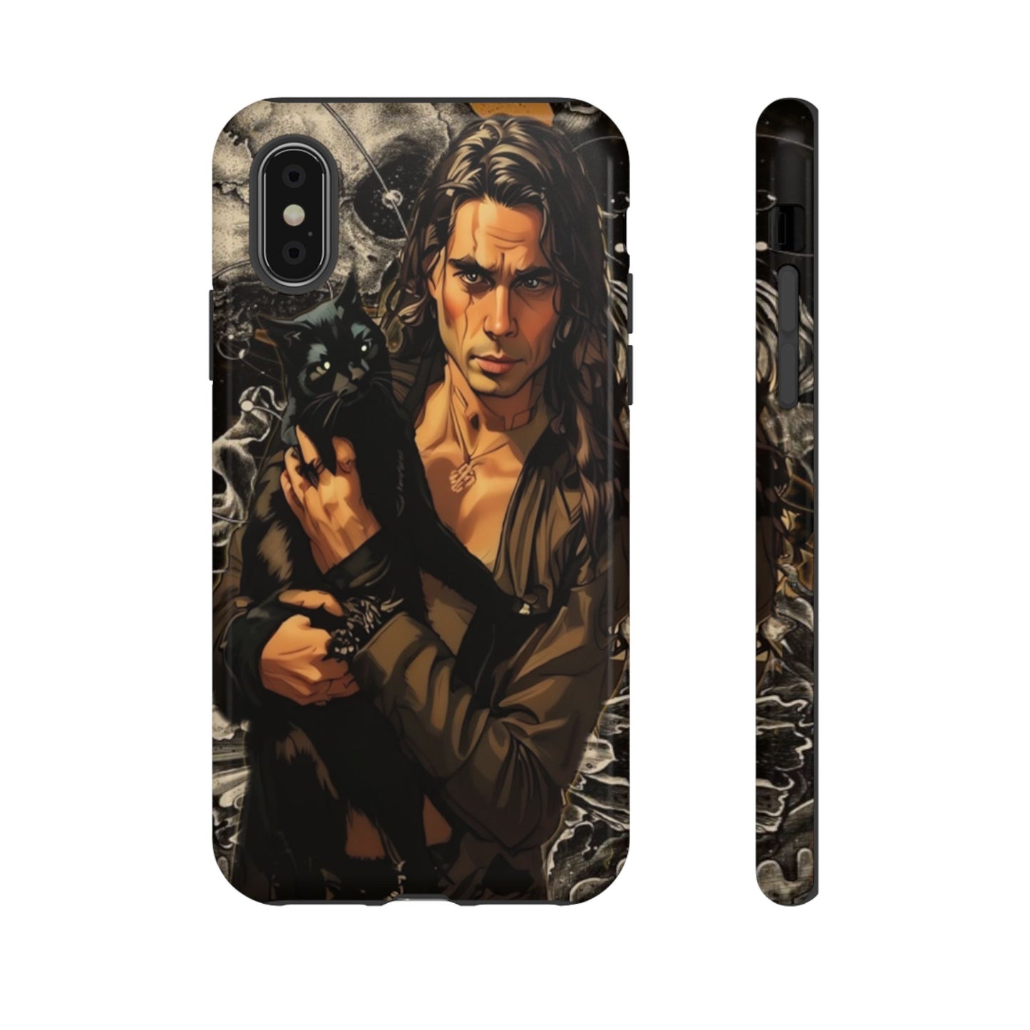 Black Cat Goth Man Tough Phone Case