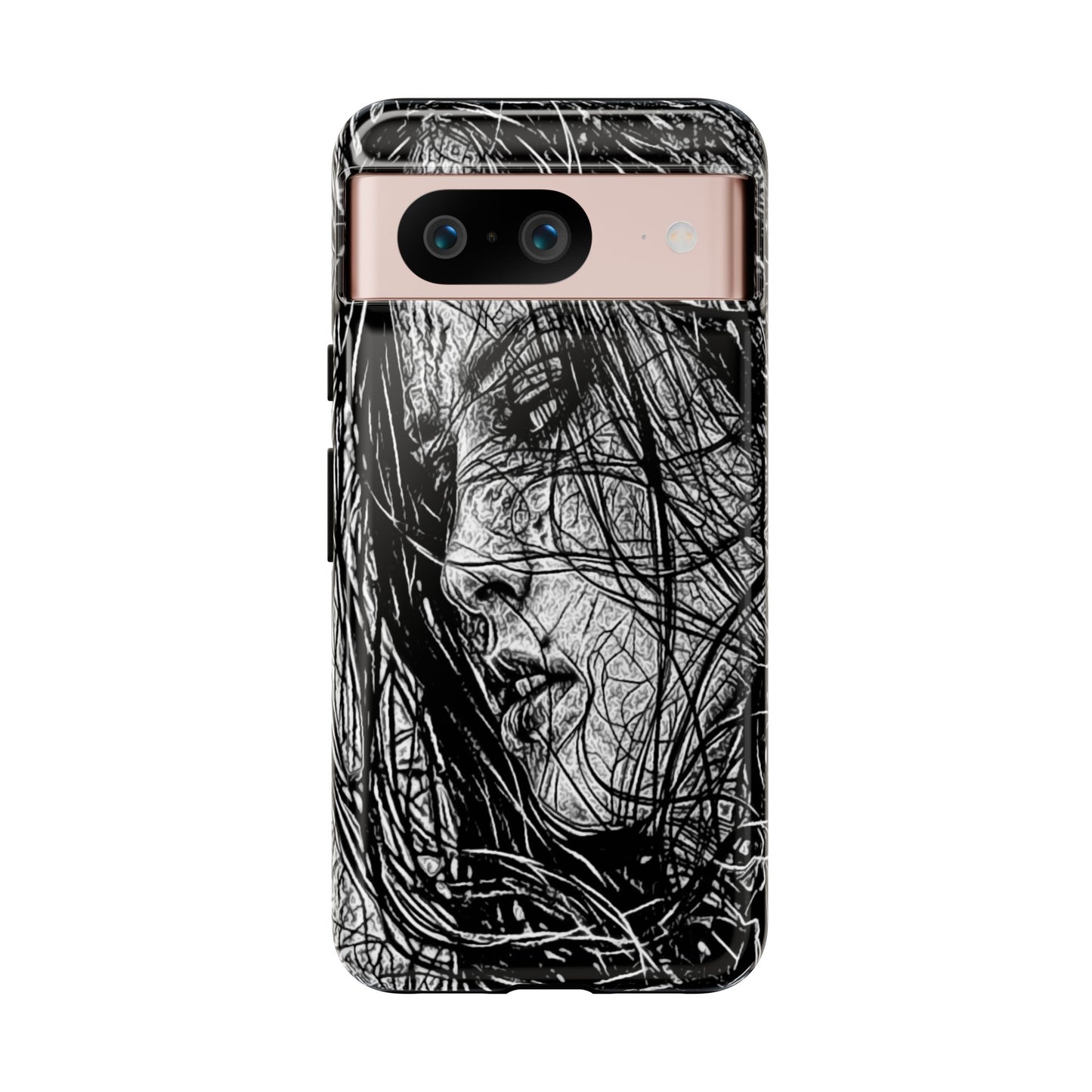 Long Haired Goth Girl Tough Phone Case