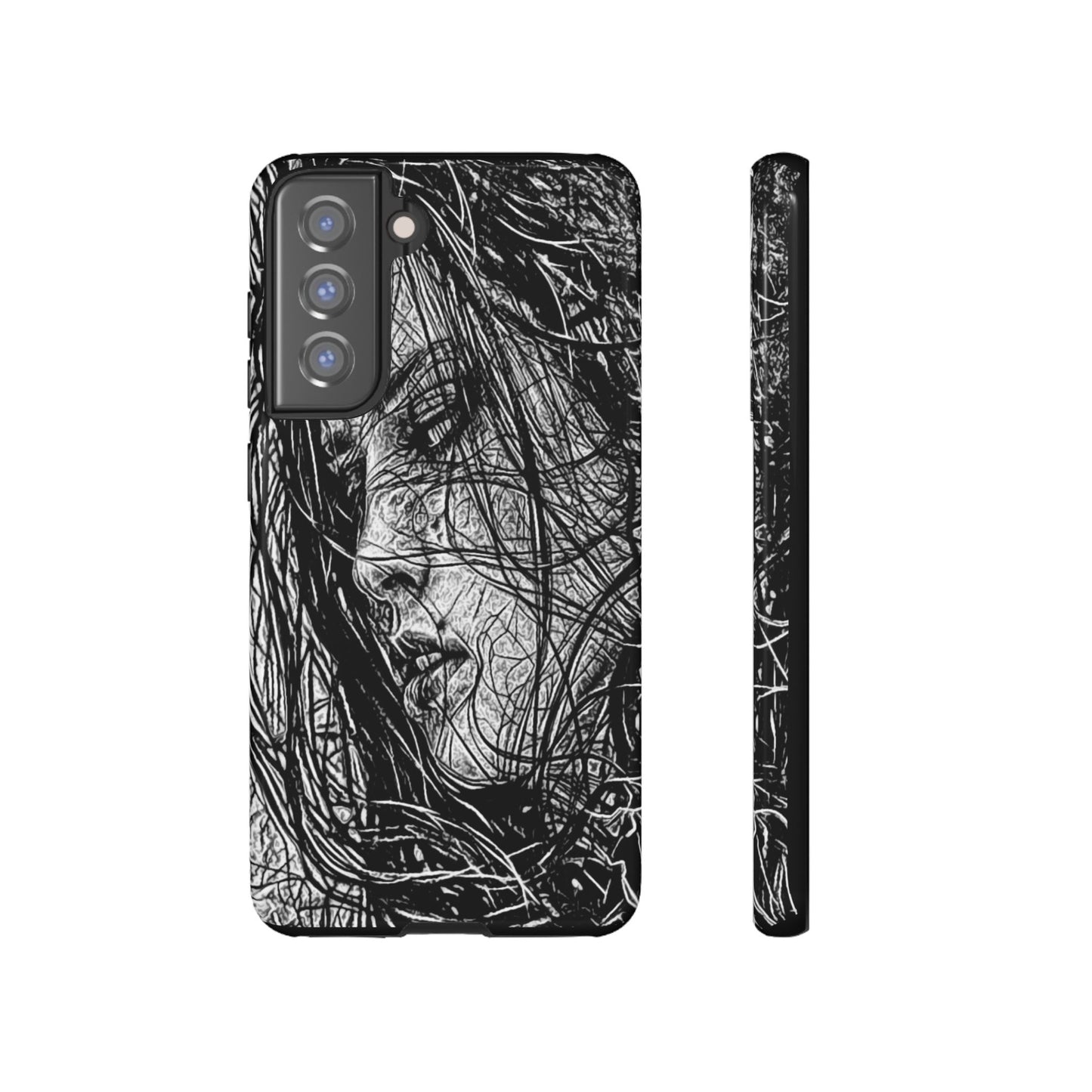 Long Haired Goth Girl Tough Phone Case