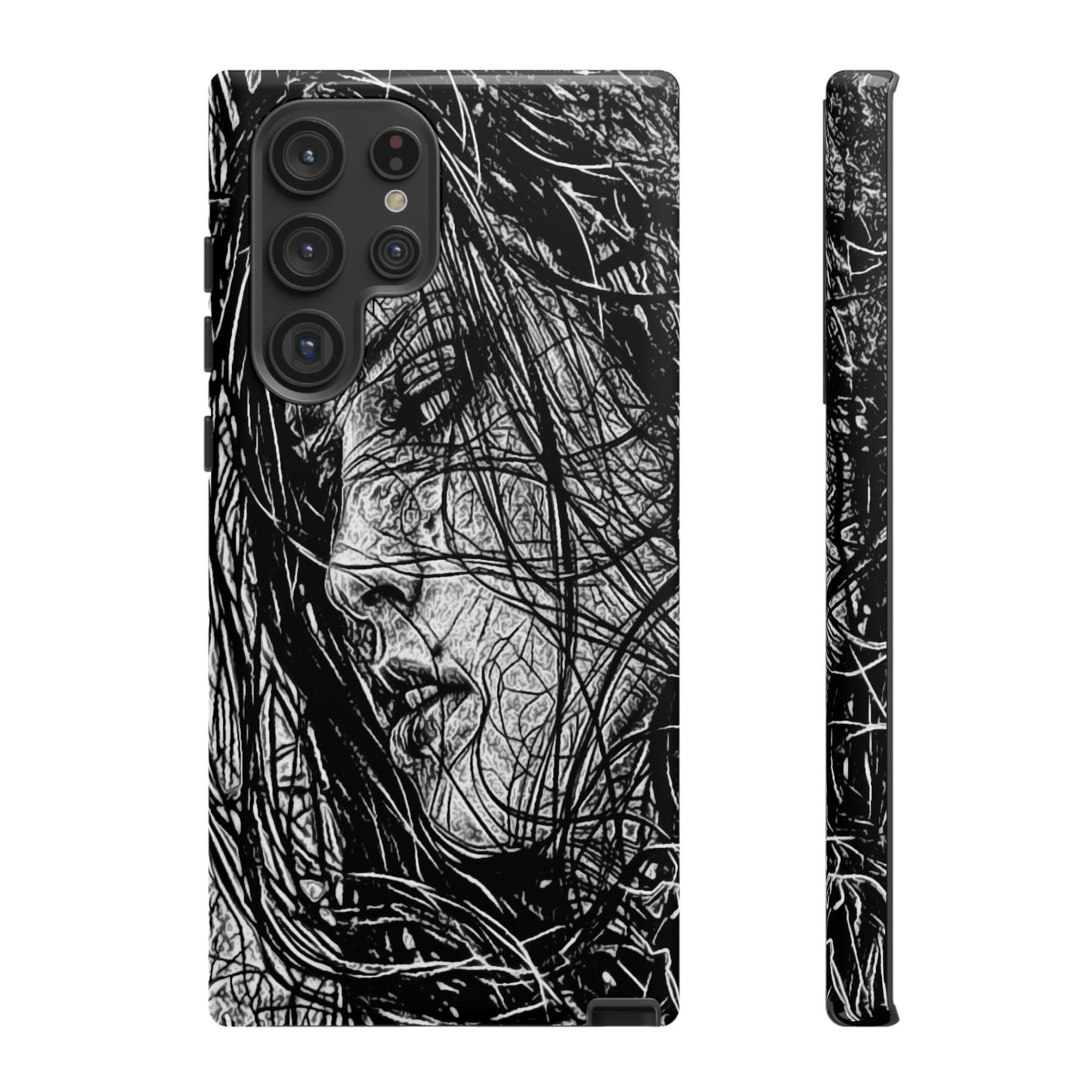 Long Haired Goth Girl Tough Phone Case