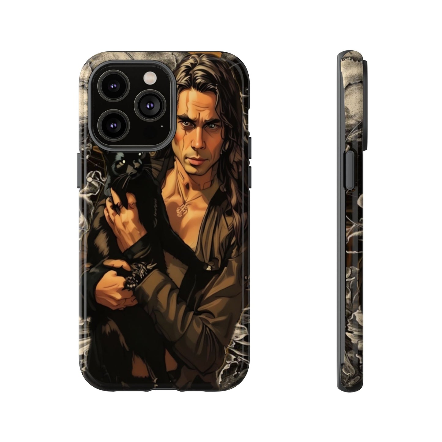 Black Cat Goth Man Tough Phone Case