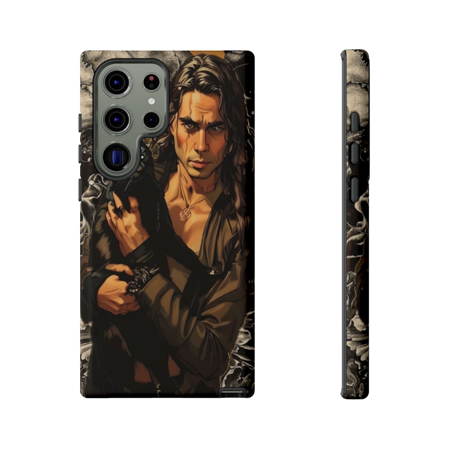 Black Cat Goth Man Tough Phone Case