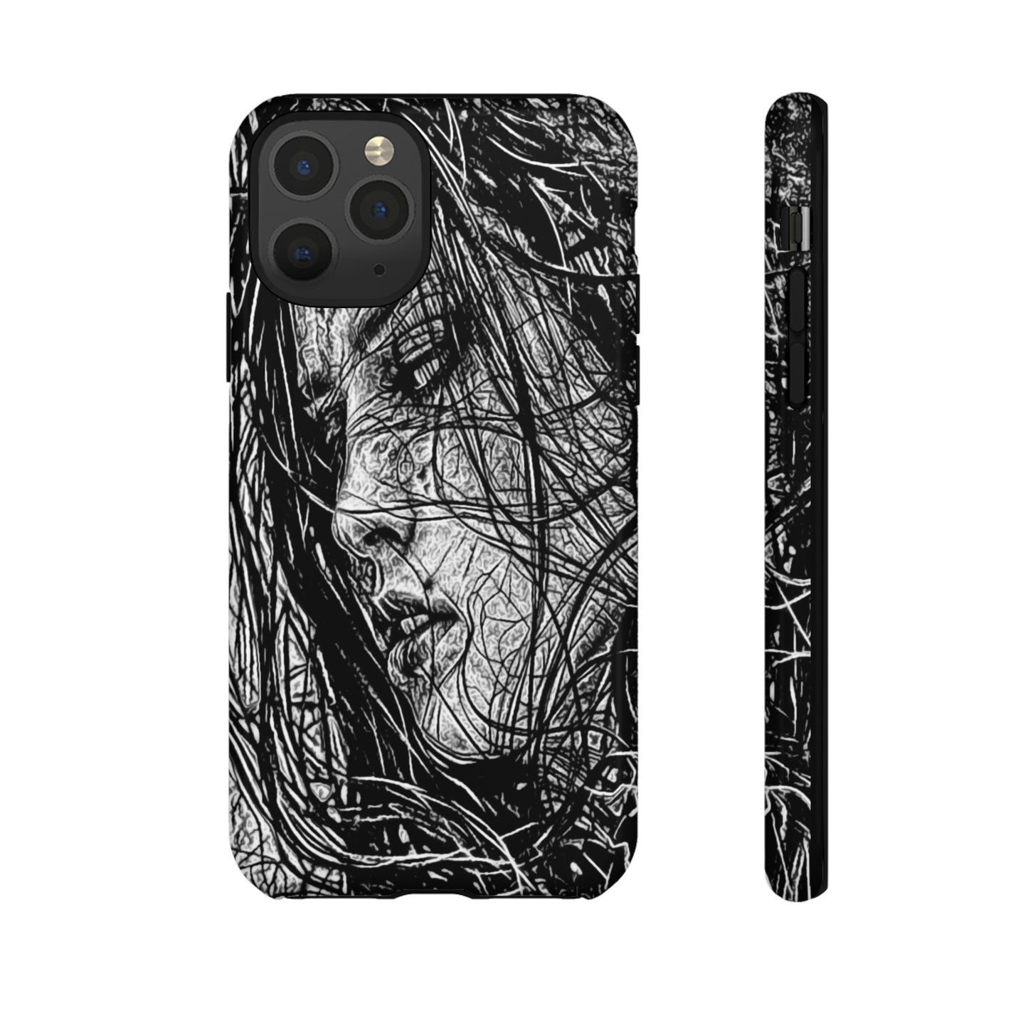 Long Haired Goth Girl Tough Phone Case