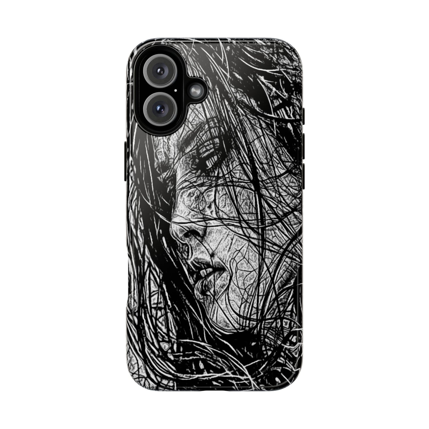 Long Haired Goth Girl Tough Phone Case