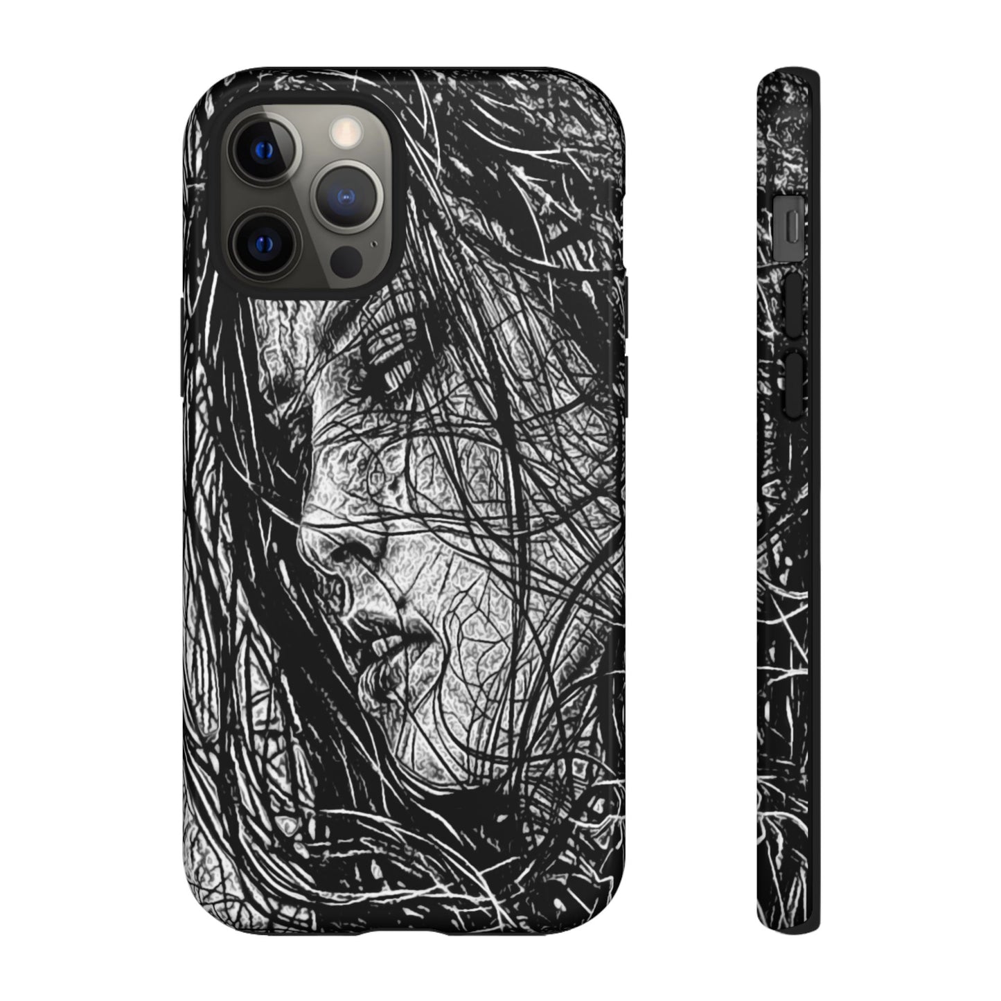 Long Haired Goth Girl Tough Phone Case