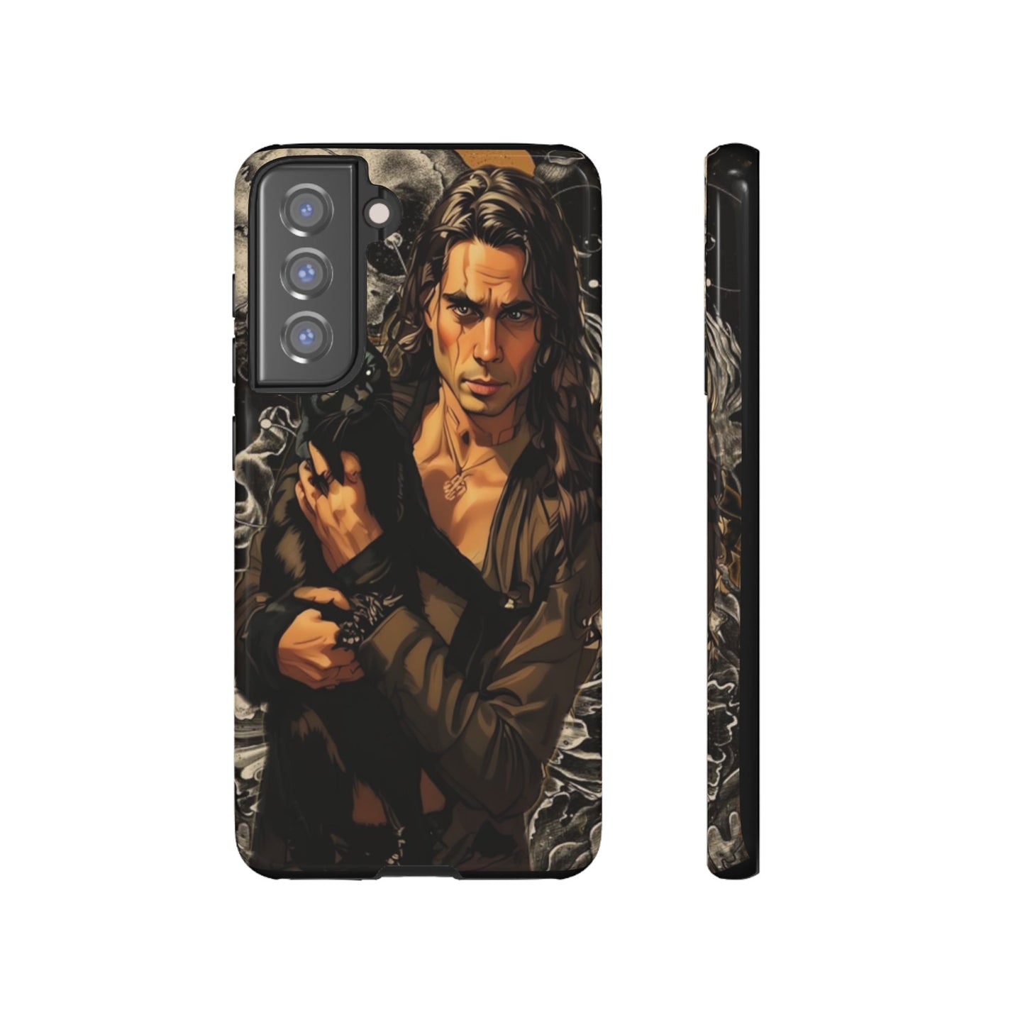 Black Cat Goth Man Tough Phone Case