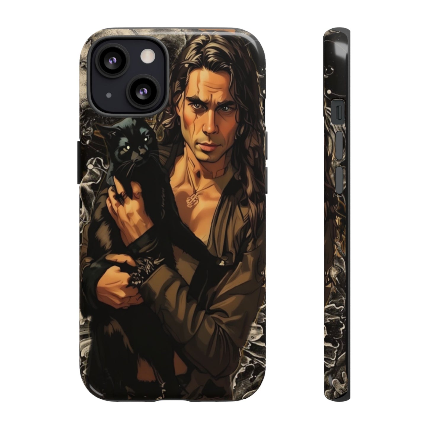 Black Cat Goth Man Tough Phone Case