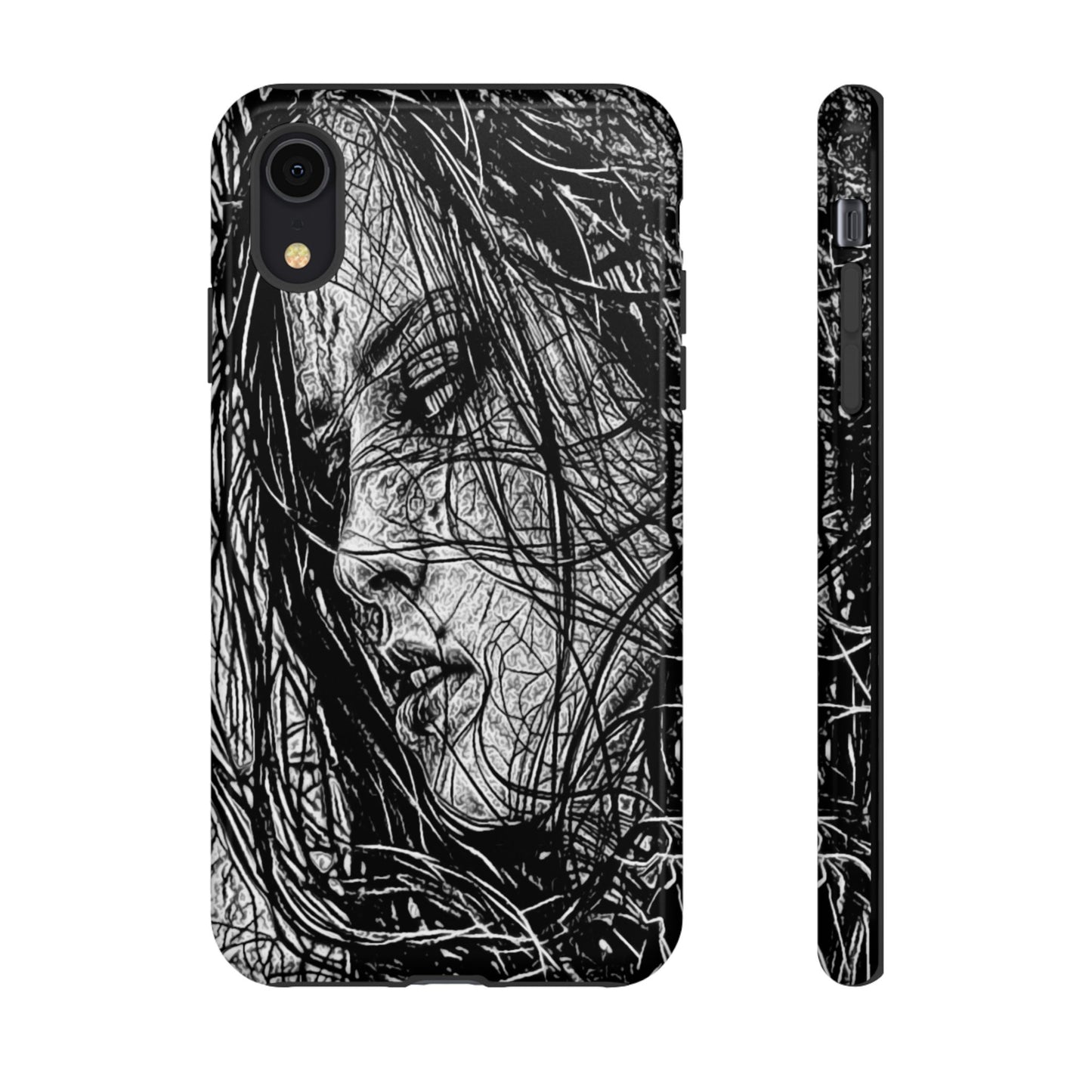 Long Haired Goth Girl Tough Phone Case