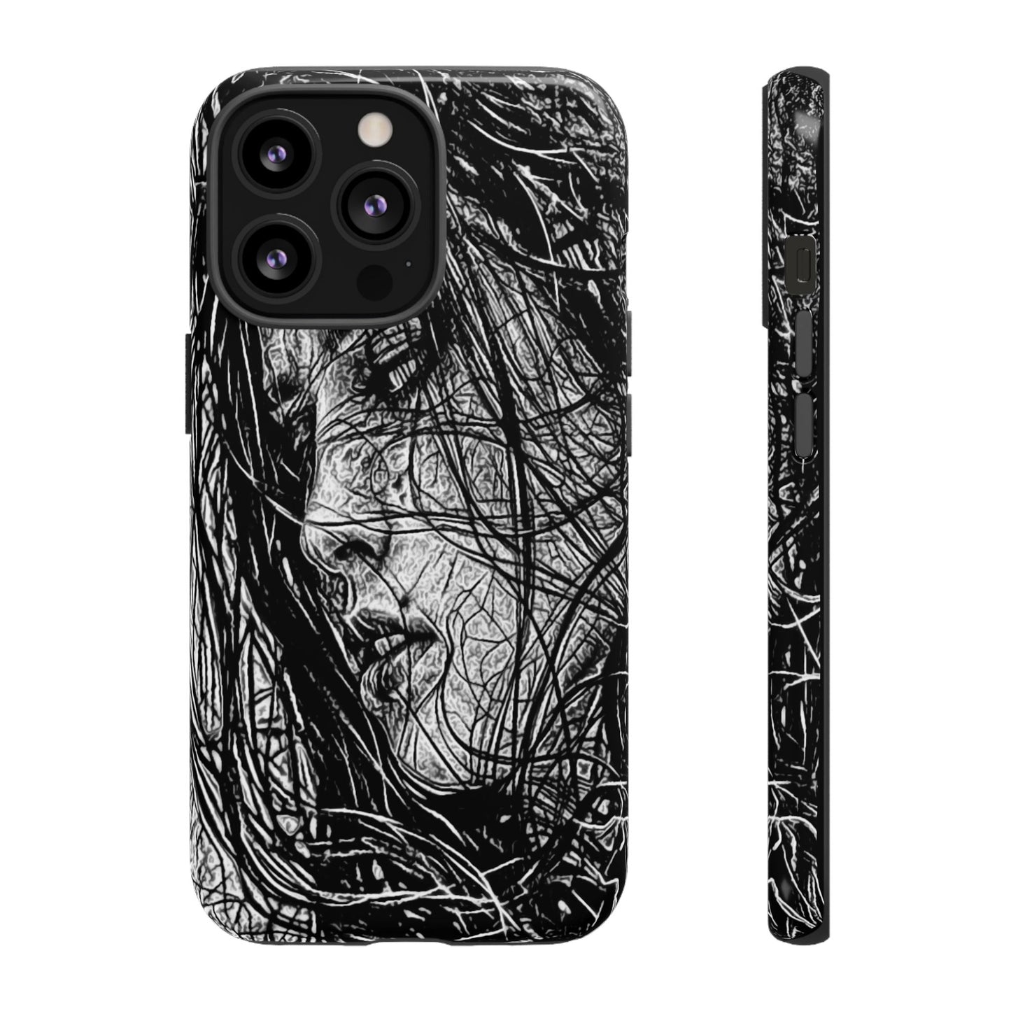 Long Haired Goth Girl Tough Phone Case