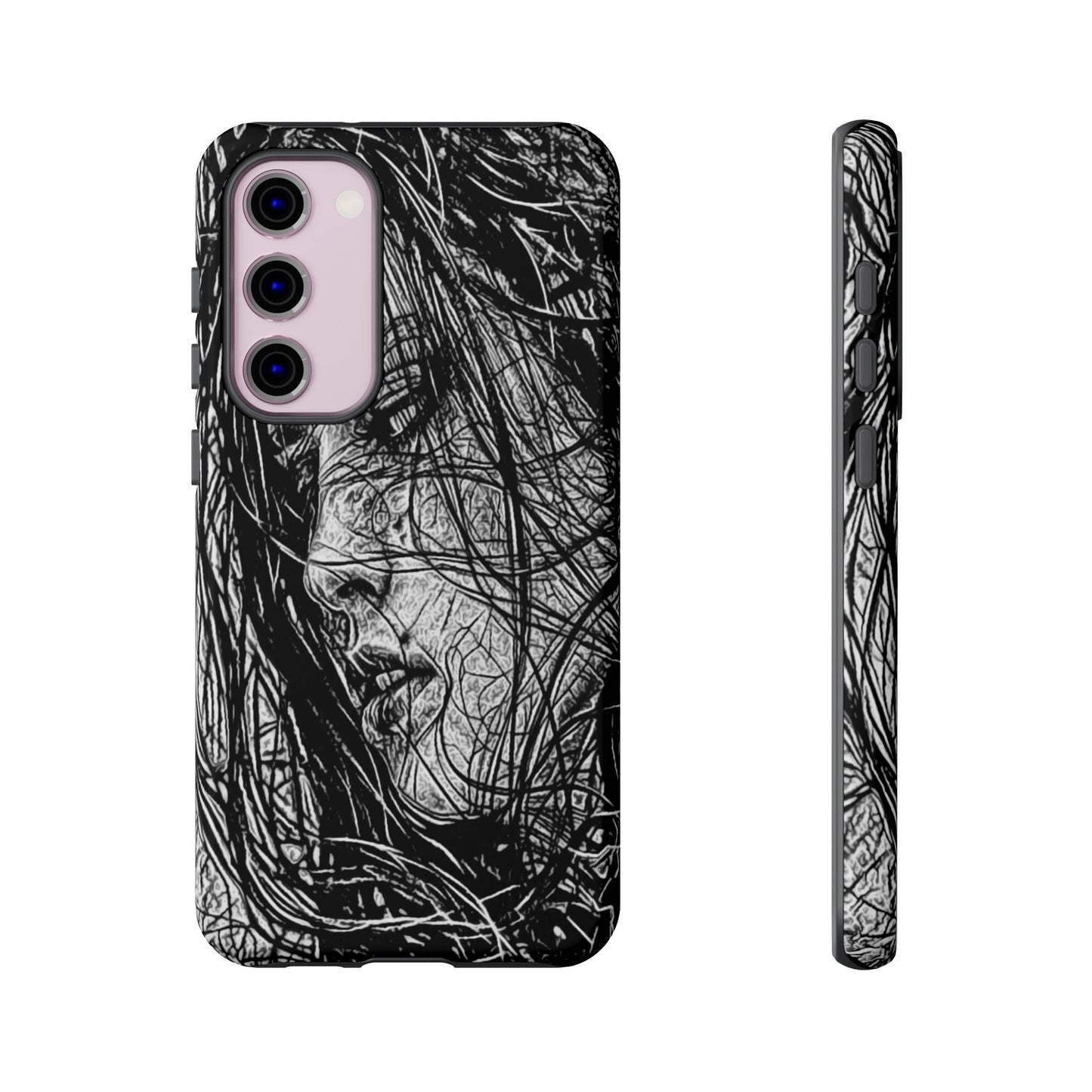 Long Haired Goth Girl Tough Phone Case