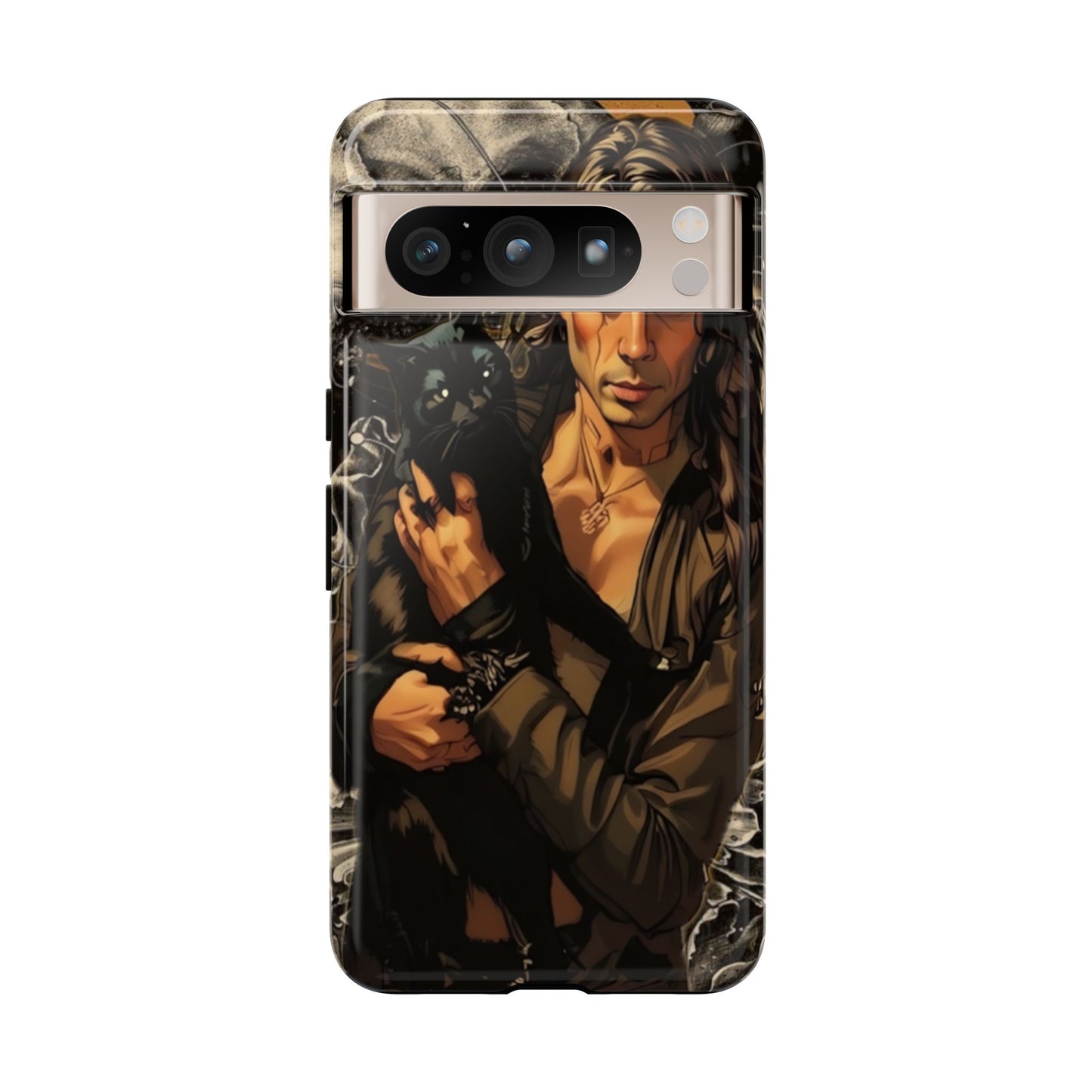 Black Cat Goth Man Tough Phone Case