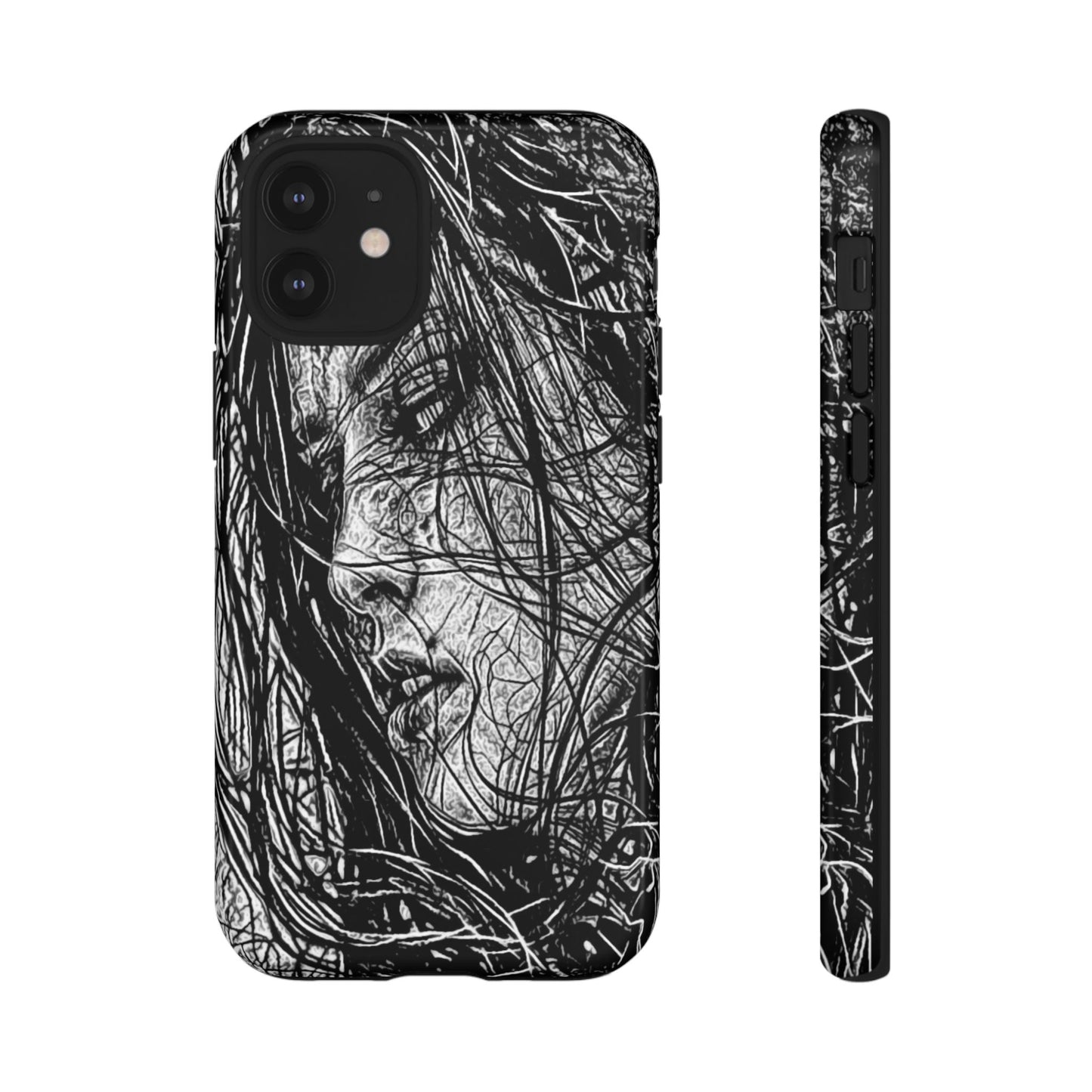 Long Haired Goth Girl Tough Phone Case