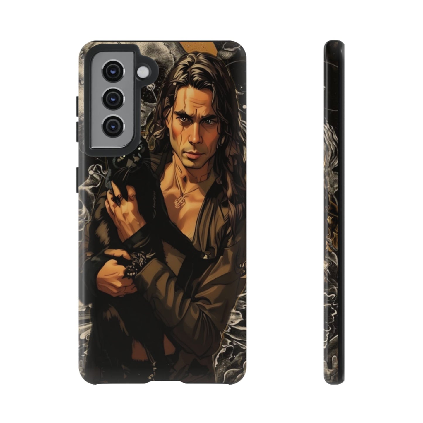 Black Cat Goth Man Tough Phone Case