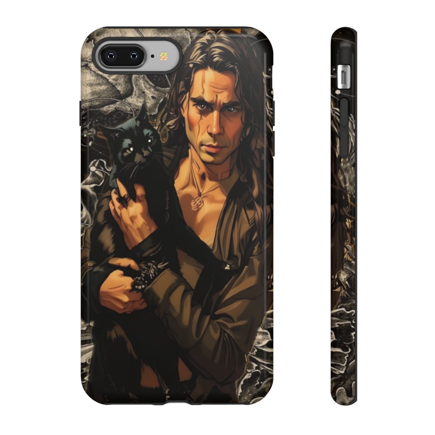 Black Cat Goth Man Tough Phone Case