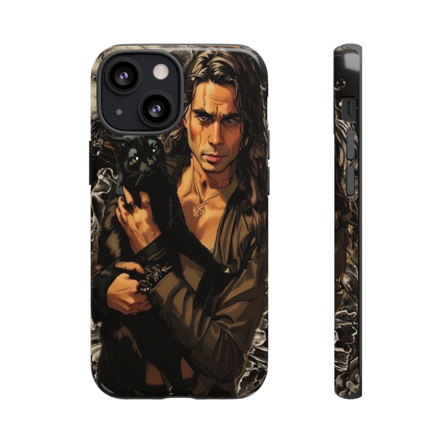 Black Cat Goth Man Tough Phone Case