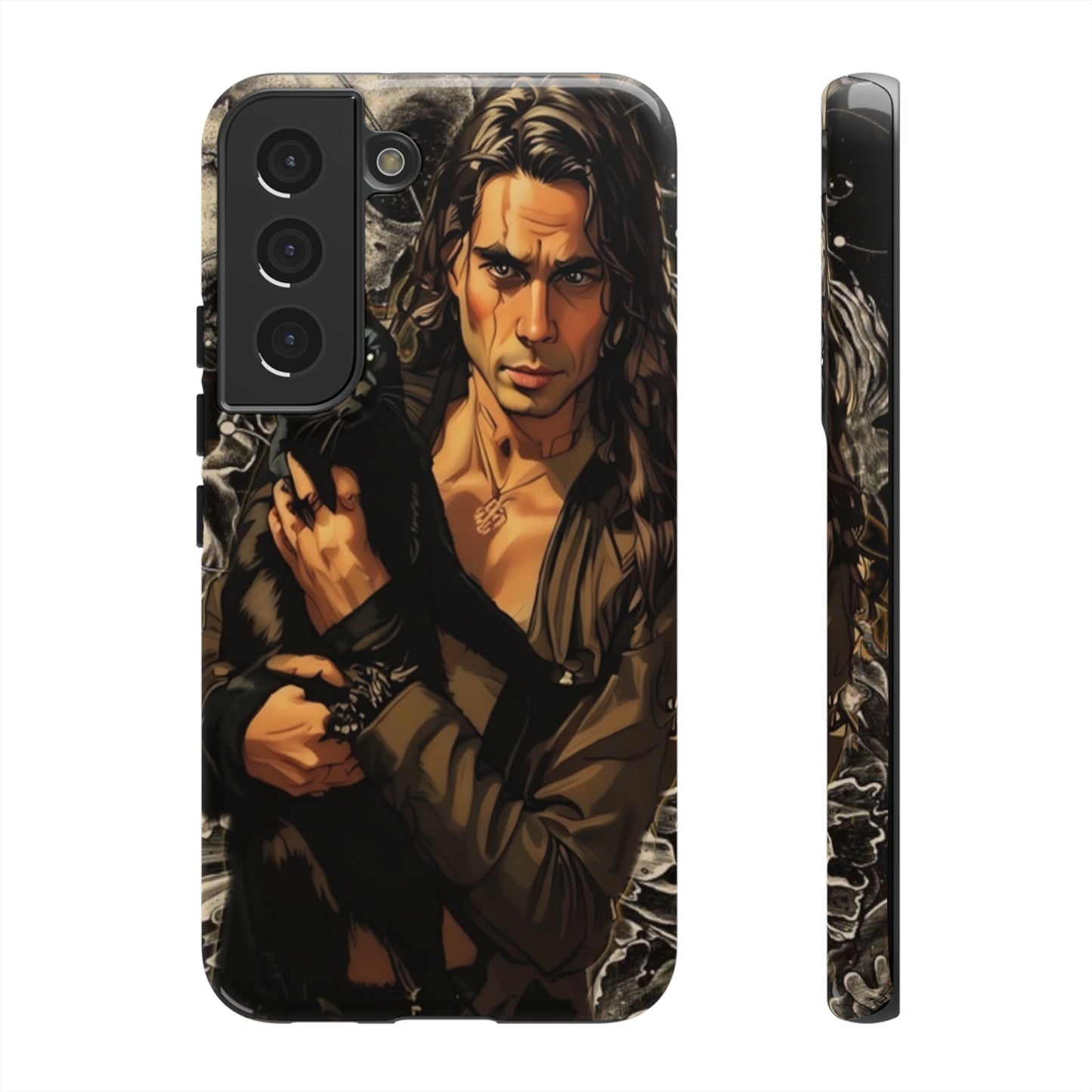 Black Cat Goth Man Tough Phone Case