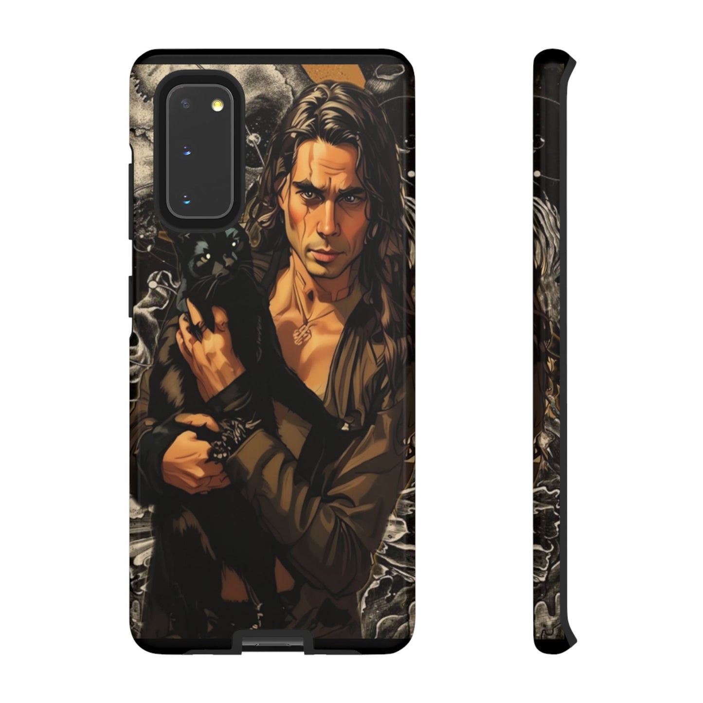 Black Cat Goth Man Tough Phone Case