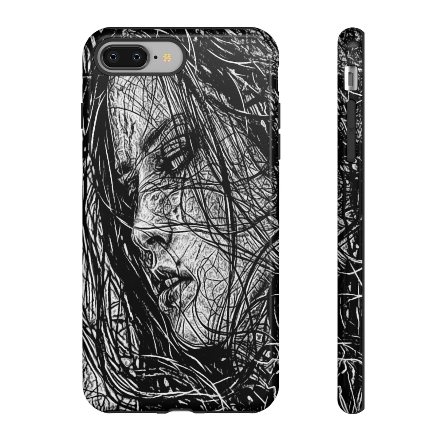 Long Haired Goth Girl Tough Phone Case