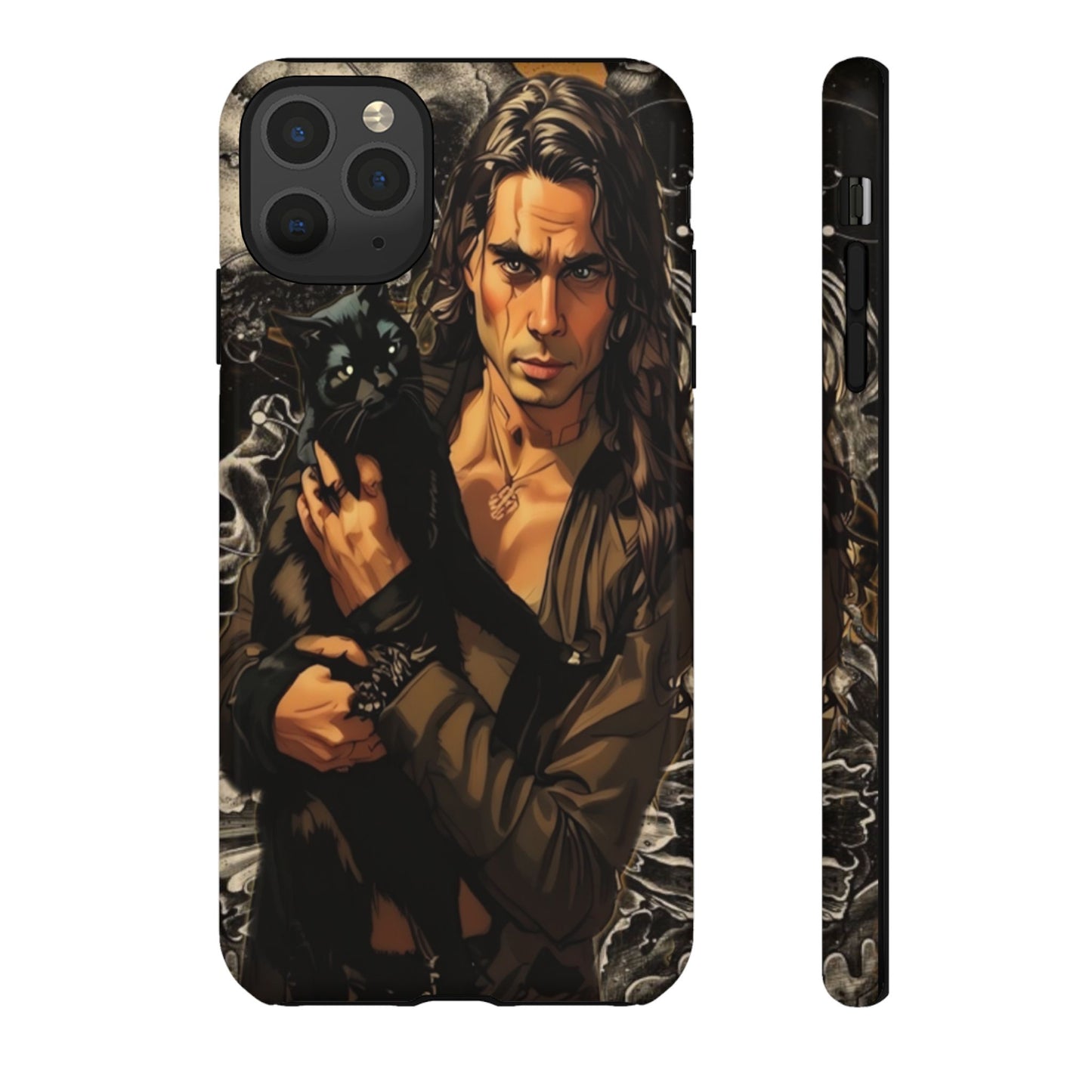 Black Cat Goth Man Tough Phone Case