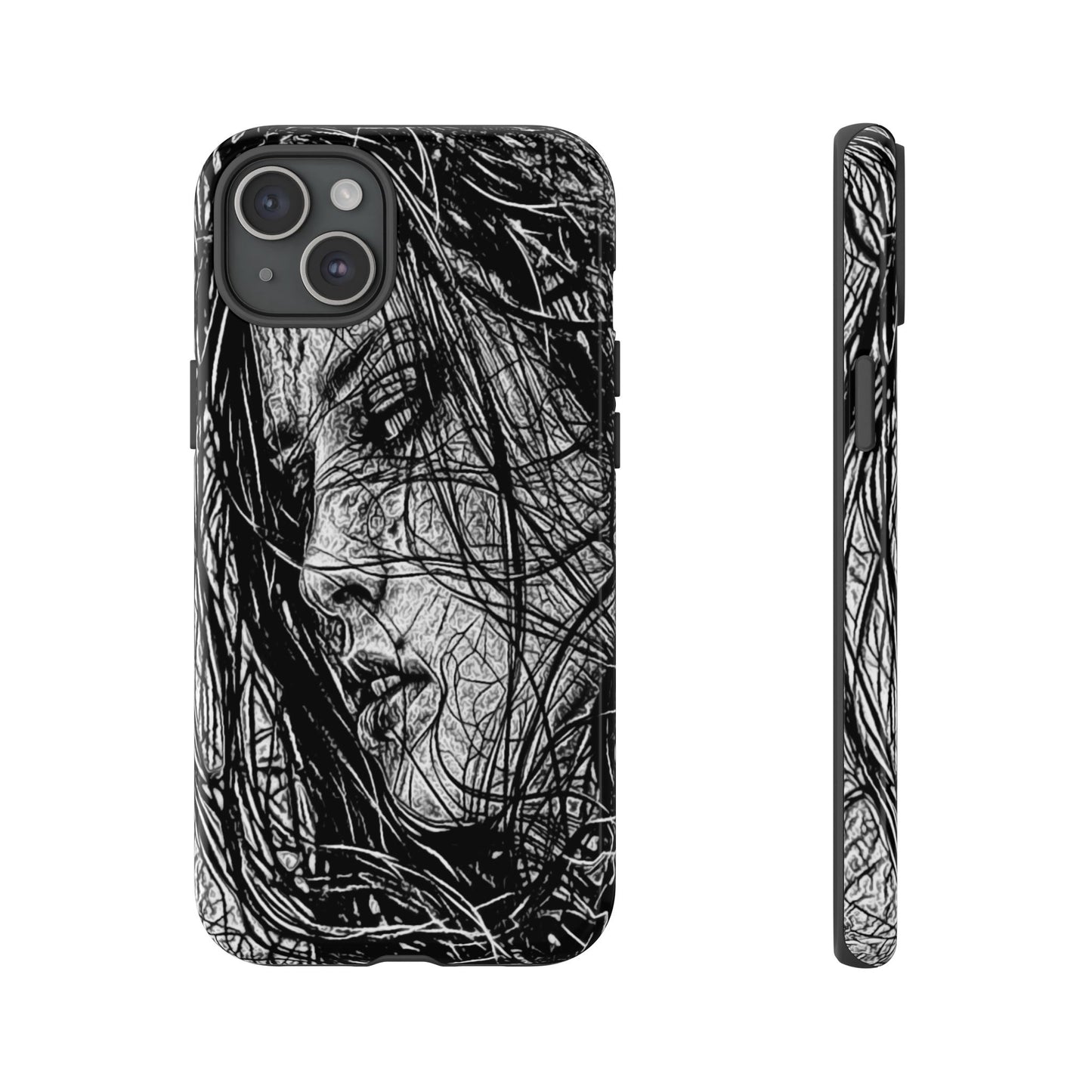 Long Haired Goth Girl Tough Phone Case