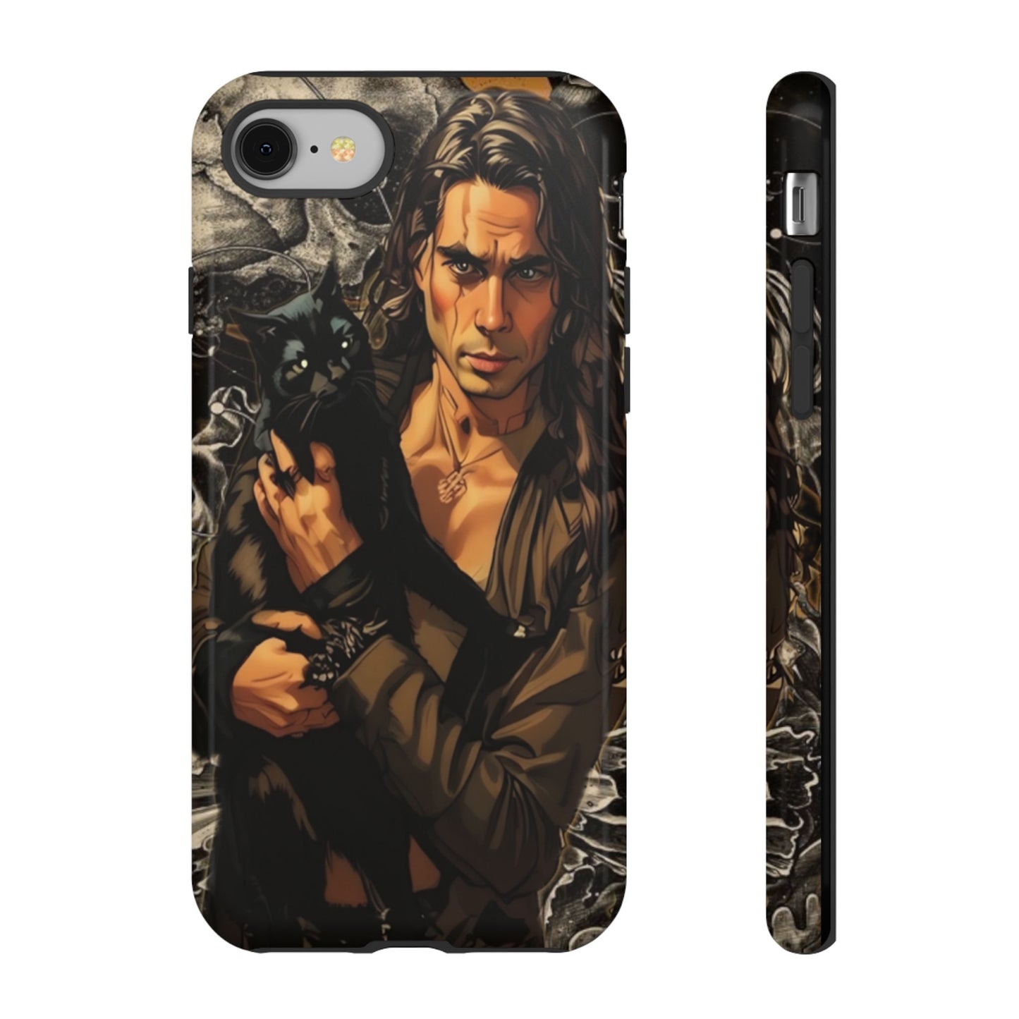 Black Cat Goth Man Tough Phone Case