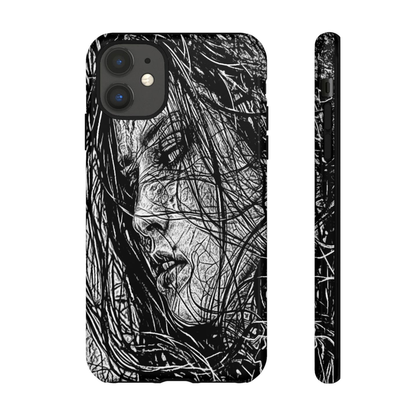 Long Haired Goth Girl Tough Phone Case