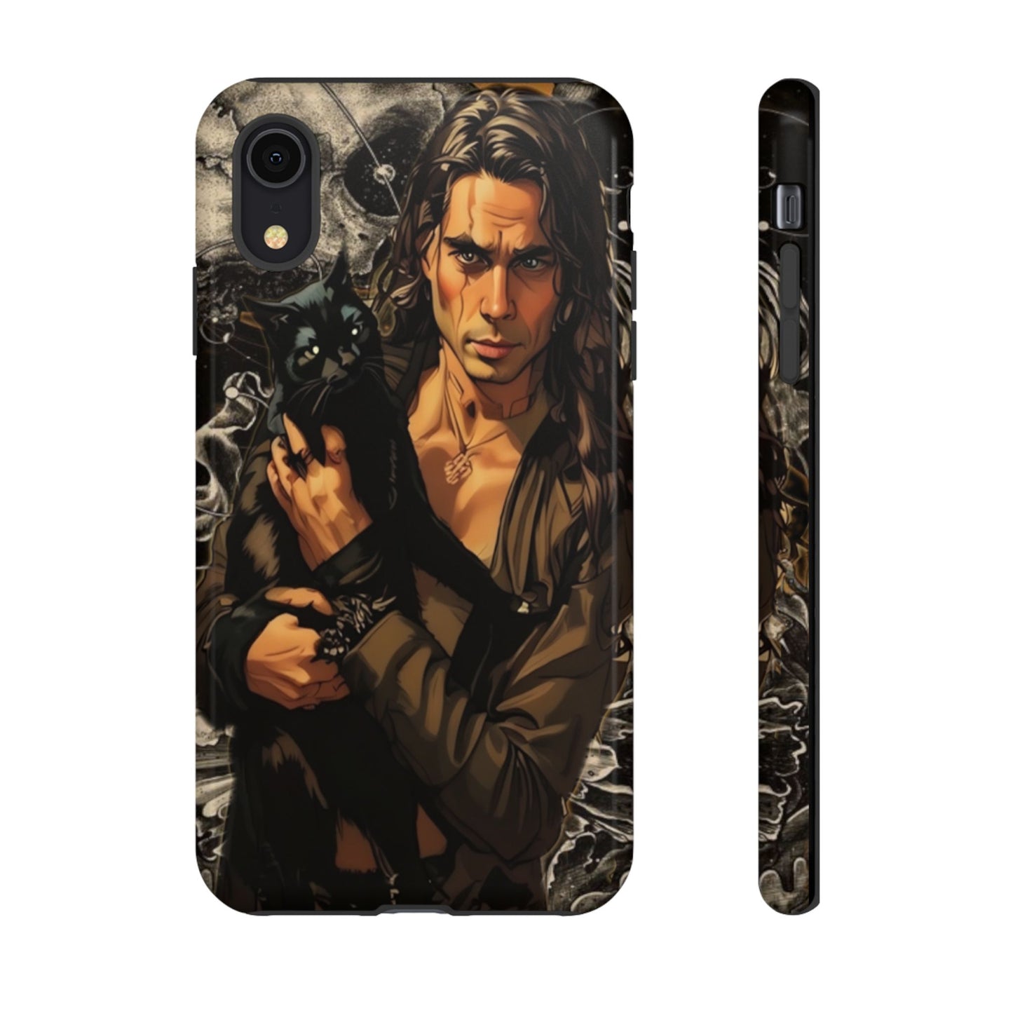 Black Cat Goth Man Tough Phone Case