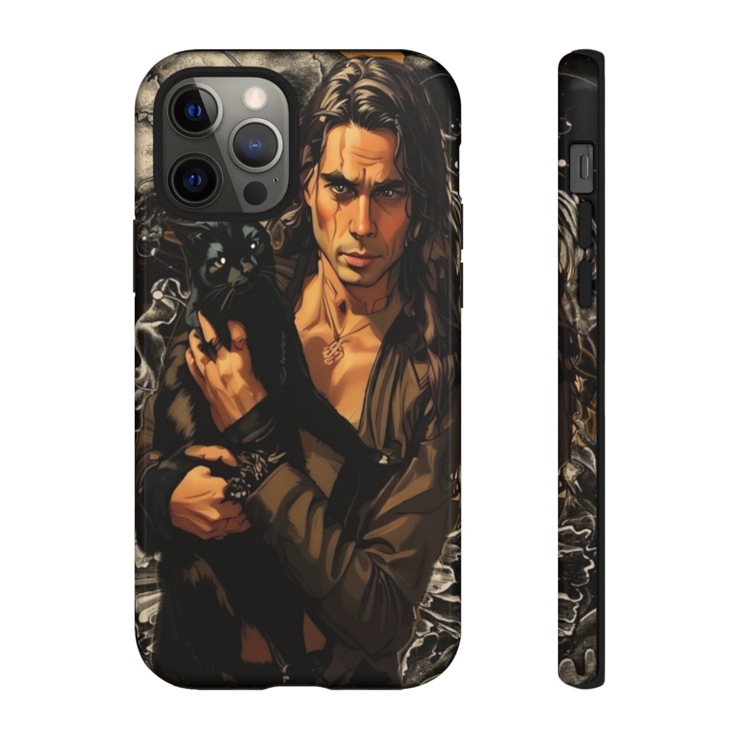 Black Cat Goth Man Tough Phone Case