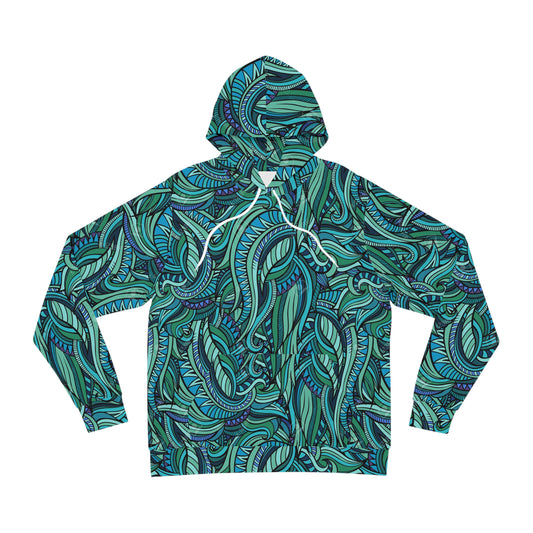 Abstract Teal Leaf Hoodie