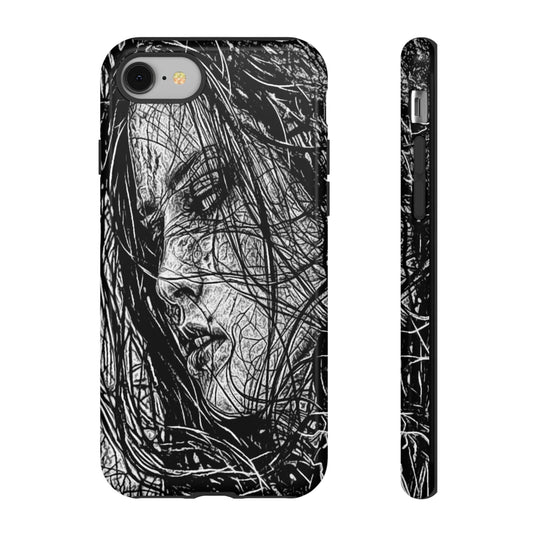 Long Haired Goth Girl Tough Phone Case