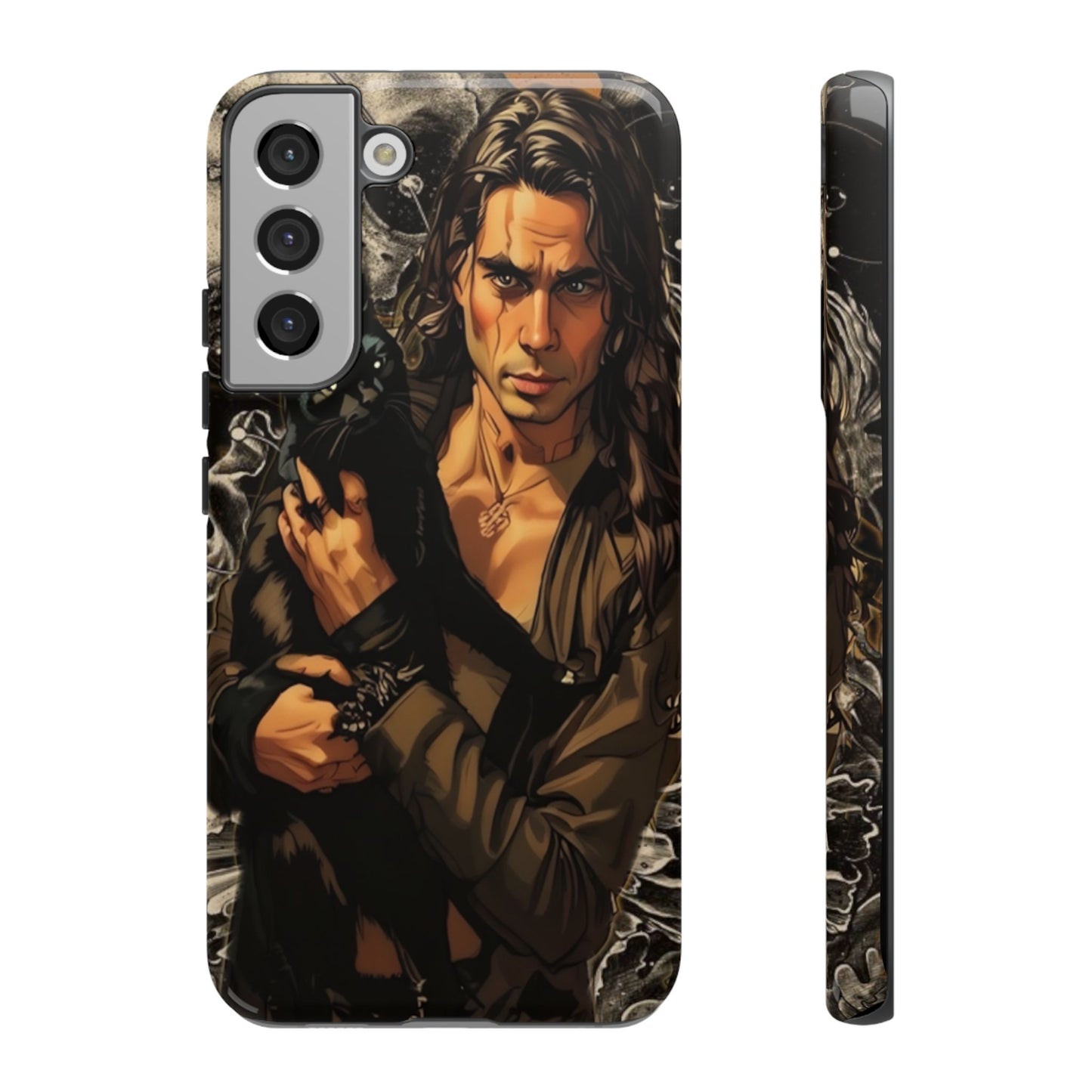 Black Cat Goth Man Tough Phone Case