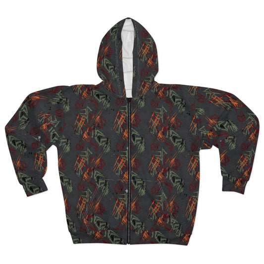 Abstract Night Alley Grunge Zip Hoodie
