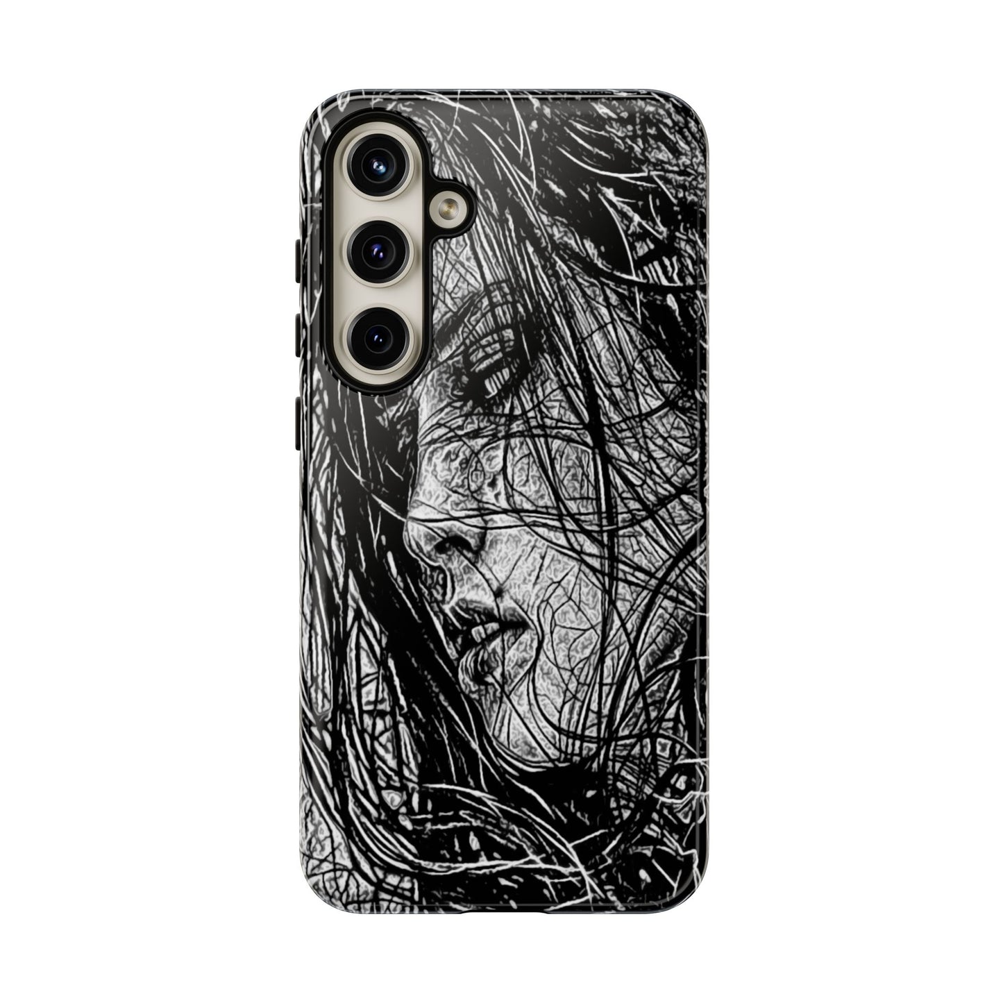 Long Haired Goth Girl Tough Phone Case