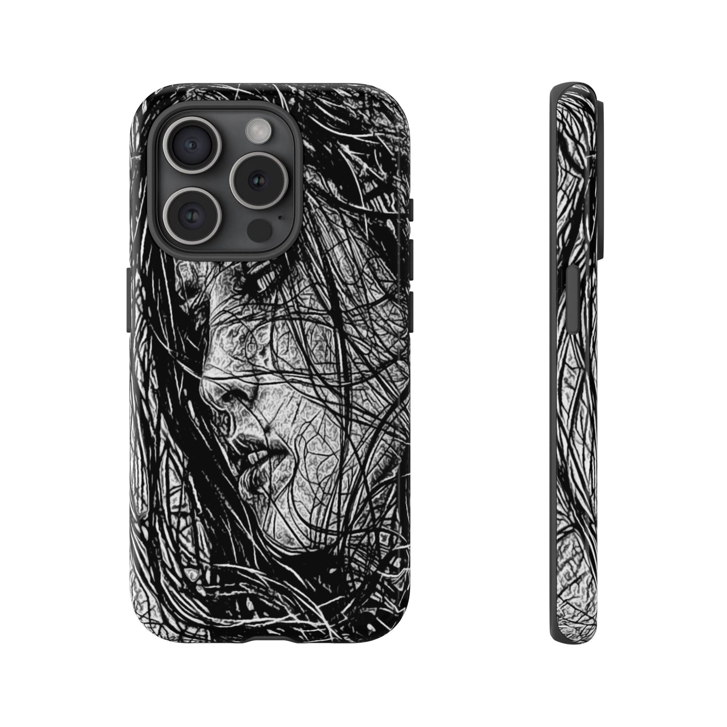 Long Haired Goth Girl Tough Phone Case