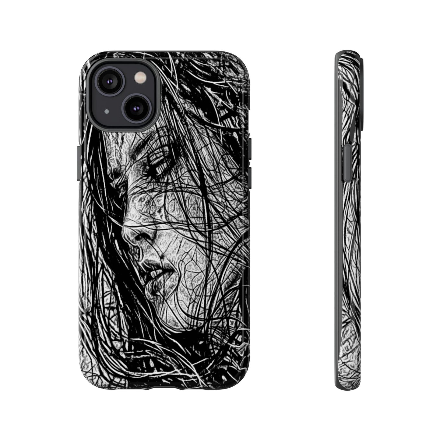 Long Haired Goth Girl Tough Phone Case