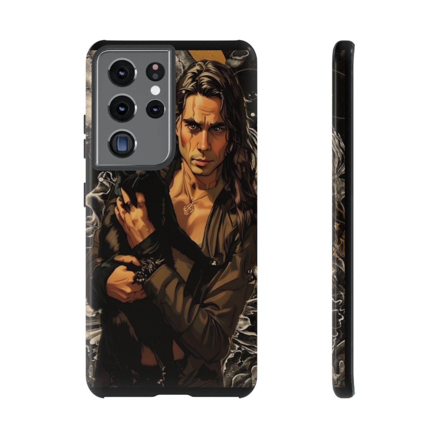 Black Cat Goth Man Tough Phone Case