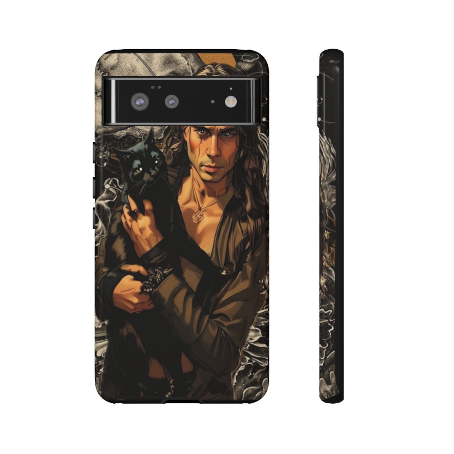 Black Cat Goth Man Tough Phone Case