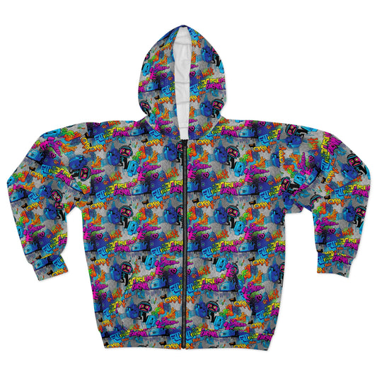 00s Graffiti Cartoon Zip Hoodie