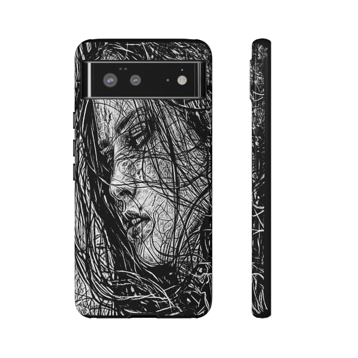 Long Haired Goth Girl Tough Phone Case