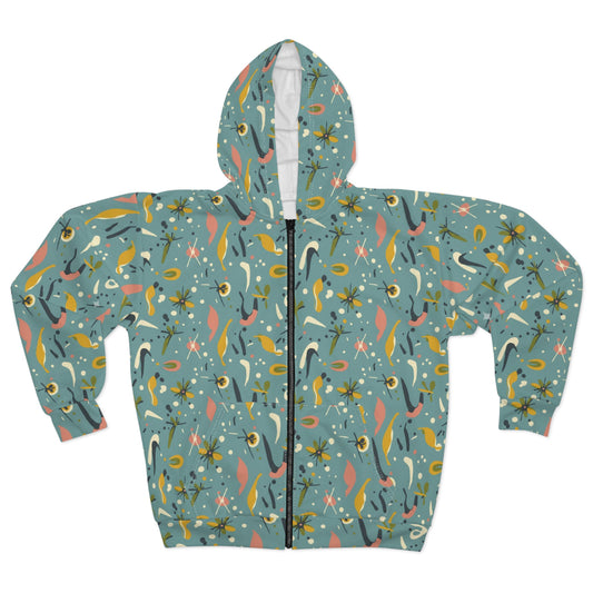 Abstract Retro 50s Zip Hoodie