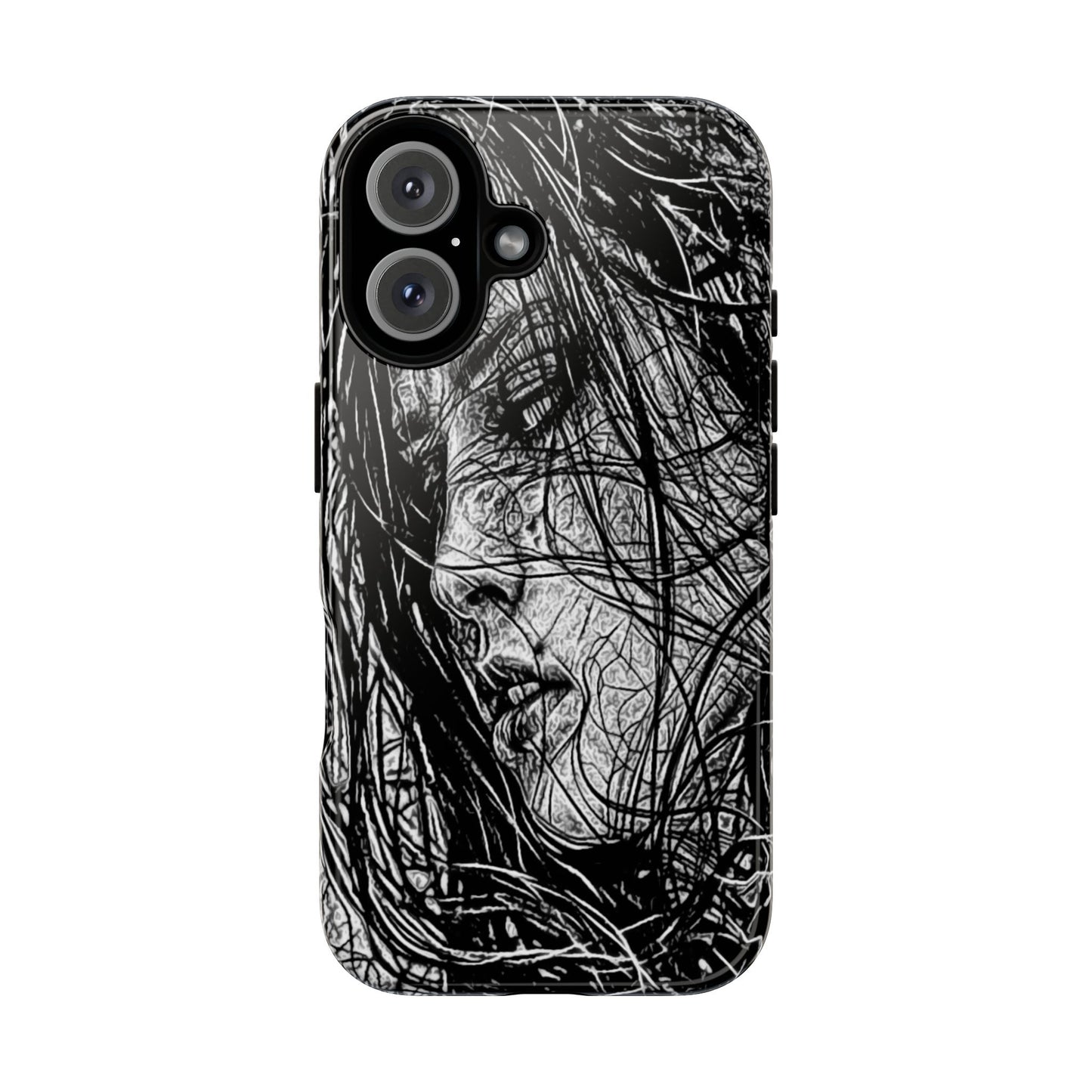 Long Haired Goth Girl Tough Phone Case