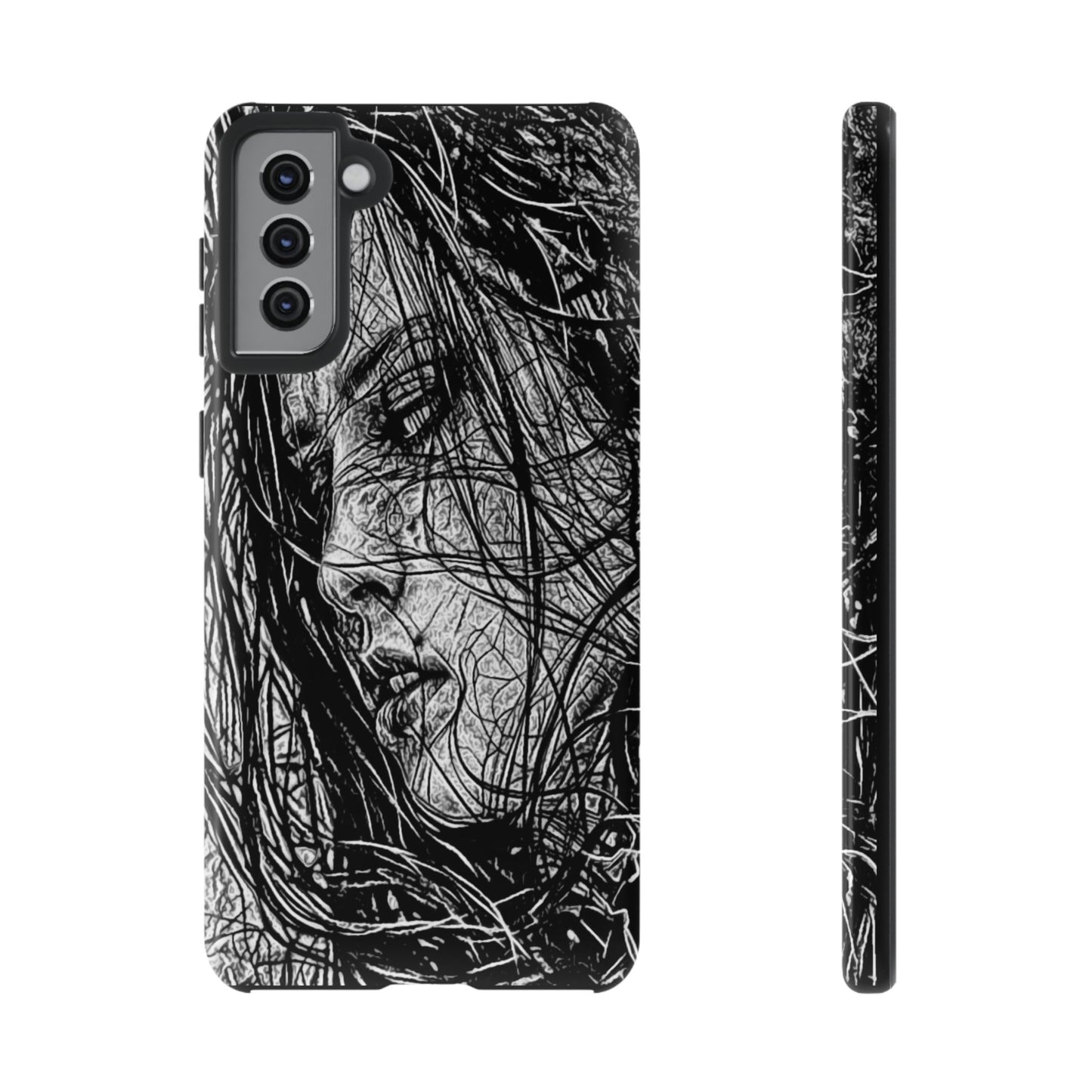 Long Haired Goth Girl Tough Phone Case