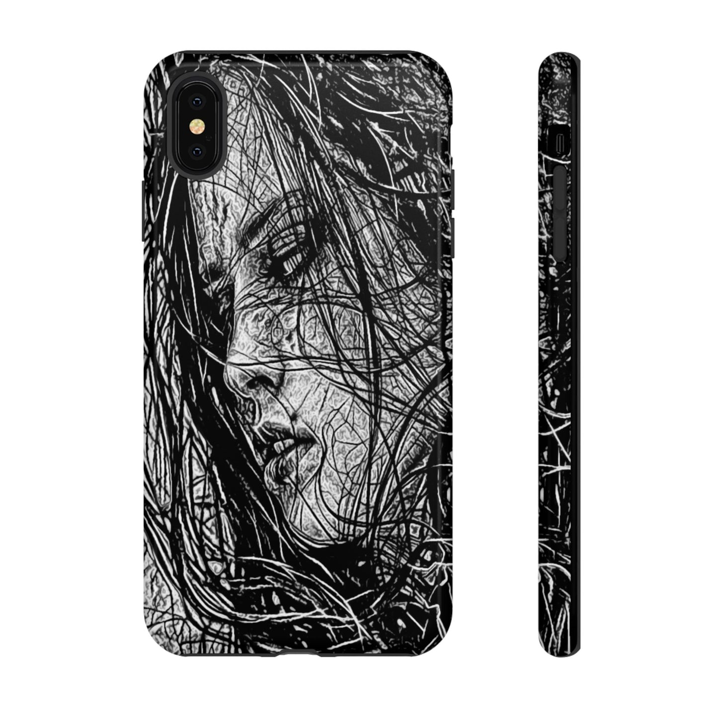 Long Haired Goth Girl Tough Phone Case