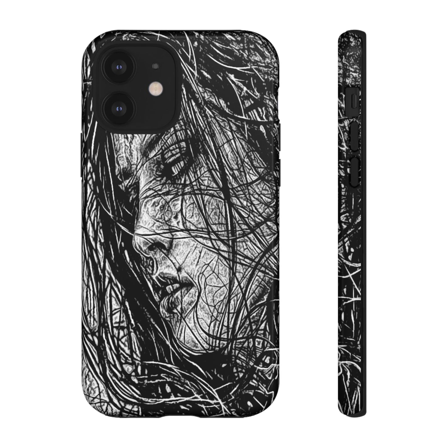 Long Haired Goth Girl Tough Phone Case