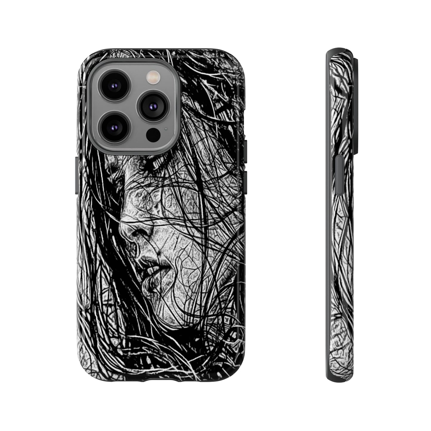 Long Haired Goth Girl Tough Phone Case