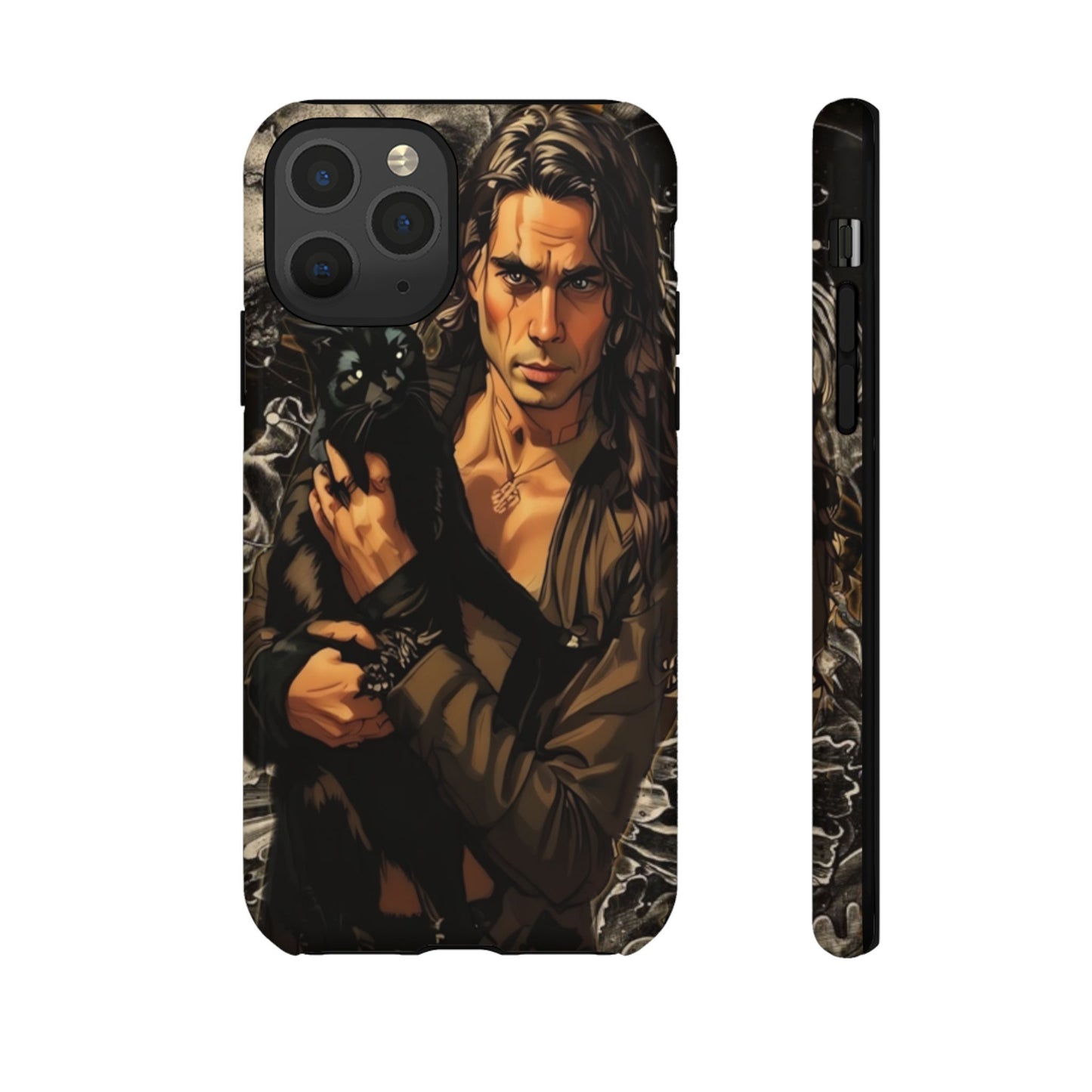 Black Cat Goth Man Tough Phone Case