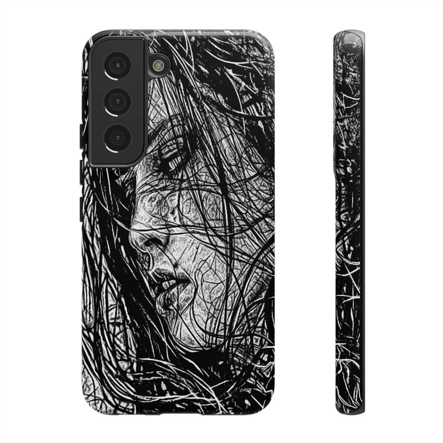 Long Haired Goth Girl Tough Phone Case