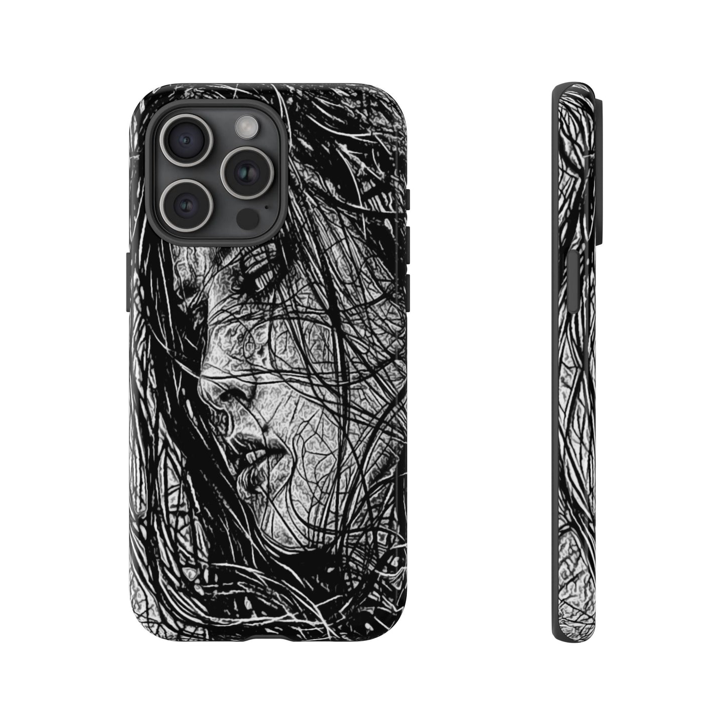 Long Haired Goth Girl Tough Phone Case